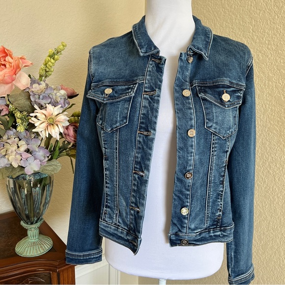 bebe Cropped Bling Denim Jacket - Picture 3 of 16